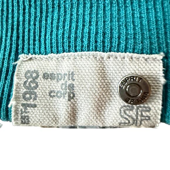 Vintage Y2K Esprit Hoodie Winged E Snap Front Pullover Teal Athleisure Cozy - Picture 11 of 15